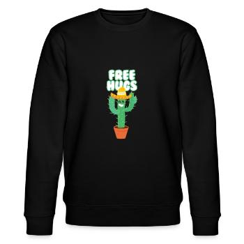 Funny Cactus Exotic Plant Gift Idea Woman - Stanley/Stella CHANGER Unisex Organic Sweatshirt - black - Front - Nik (191cm) & Marisol (170cm)