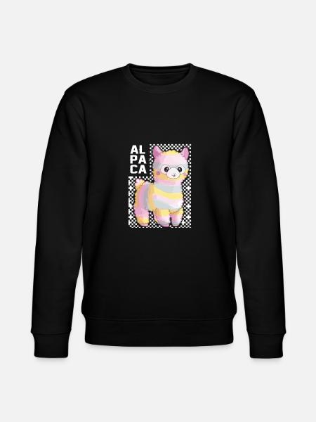 Rainbow alpaca llama gift idea - Stanley/Stella CHANGER Unisex Organic Sweatshirt - black