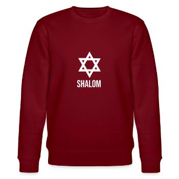 Shalom Jude Geschenk - Stanley/Stella Unisex Bio-Sweatshirt CHANGER  - Burgunderrot - Vorne - Nik (191cm) & Marisol (170cm)