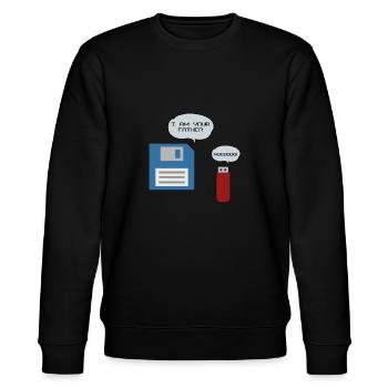 Clé USB disquette disquette ordinateur nerd - Sweat bio CHANGER Stanley/Stella Unisexe - noir - Devant - Nik (191cm) & Marisol (170cm)