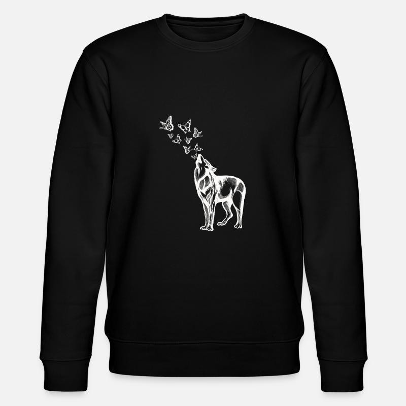 Loup et papillons - Sweat bio CHANGER Stanley/Stella Unisexe - noir