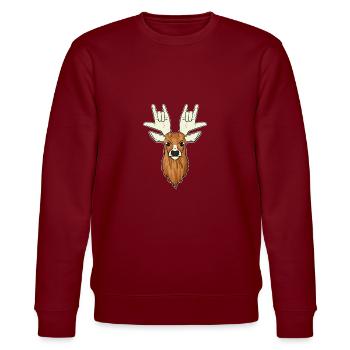 Deer ASL Deaf - Stanley/Stella CHANGER Unisex Organic Sweatshirt - burgundy - Front - Nik (191cm) & Marisol (170cm)