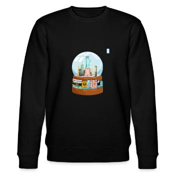 New York Broadway Schneekugel Lustiges Geschenk - Stanley/Stella Unisex Bio-Sweatshirt CHANGER  - Schwarz - Vorne - Nik (191cm) & Marisol (170cm)