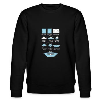 Papierboot Falten Schulzeit Basteln Spaß Geschenk - Stanley/Stella Unisex Bio-Sweatshirt CHANGER  - Schwarz - Vorne - Nik (191cm) & Marisol (170cm)