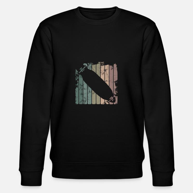 Longboarder Longboarding Retro Skateboard Gift - Stanley/Stella CHANGER Unisex Organic Sweatshirt - black