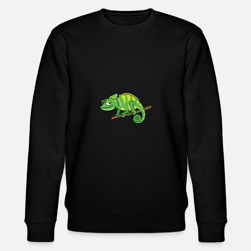 Comic Chameleon Grinning Cute - Stanley/Stella CHANGER Unisex Organic Sweatshirt - black
