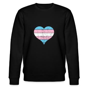 Transgender LGBT Pride heart - Stanley/Stella CHANGER Unisex Organic Sweatshirt - black - Front - Nik (191cm) & Marisol (170cm)