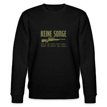 Wenn du Schuss hören kannst, Jäger Gewehr Witz - Stanley/Stella Unisex Bio-Sweatshirt CHANGER  - Schwarz - Vorne - Nik (191cm) & Marisol (170cm)