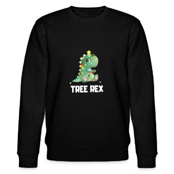 Tree Rex Dino Weihnachtsbaum Christmas Geschenk - Stanley/Stella Unisex Bio-Sweatshirt CHANGER  - Schwarz - Vorne - Nik (191cm) & Marisol (170cm)
