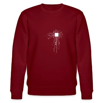 Informatiker Design für einen Computer Nerd - Stanley/Stella Unisex Bio-Sweatshirt CHANGER  - Burgunderrot - Vorne - Nik (191cm) & Marisol (170cm)