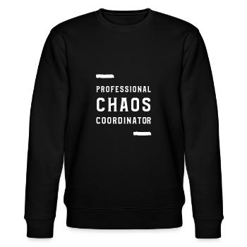 Des Besten Chefs Design Boss Chaos Coordinator - Stanley/Stella Unisex Bio-Sweatshirt CHANGER  - Schwarz - Vorne - Nik (191cm) & Marisol (170cm)