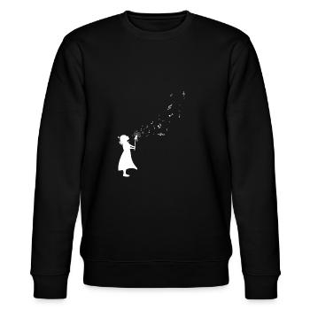 Noten Pusteblume Musik und Träume - Stanley/Stella Unisex Bio-Sweatshirt CHANGER  - Schwarz - Vorne - Nik (191cm) & Marisol (170cm)