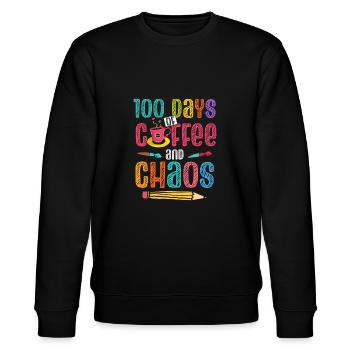100 Days Of Coffee And Chaos Lehrer Schule - Stanley/Stella Unisex Bio-Sweatshirt CHANGER  - Schwarz - Vorne - Nik (191cm) & Marisol (170cm)