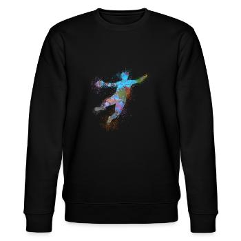 Handball, handballer, Beachhandball,Graffiti - Stanley/Stella Unisex Bio-Sweatshirt CHANGER  - Schwarz - Vorne - Nik (191cm) & Marisol (170cm)