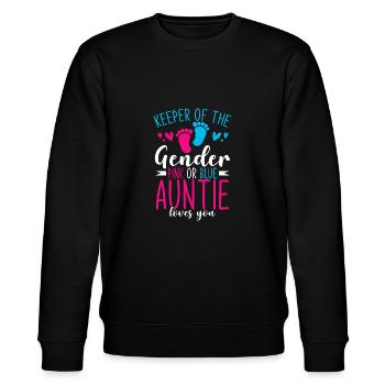 Keeper Of The Gender Pink Or Blue Auntie Loves You - Stanley/Stella CHANGER Unisex Organic Sweatshirt - black - Front - Nik (191cm) & Marisol (170cm)