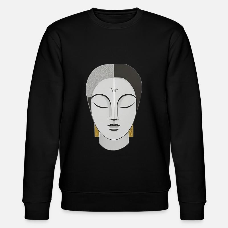 Gesicht im Boho Stil - Stanley/Stella Unisex Bio-Sweatshirt CHANGER  - Schwarz