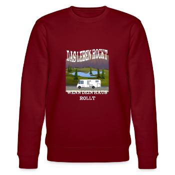 Das Leben rockt wenn dein Haus rollt - Stanley/Stella Unisex Bio-Sweatshirt CHANGER  - Burgunderrot - Vorne - Nik (191cm) & Marisol (170cm)