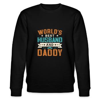 World's Best Husband And Daddy - Stanley/Stella CHANGER Unisex Organic Sweatshirt - black - Front - Nik (191cm) & Marisol (170cm)