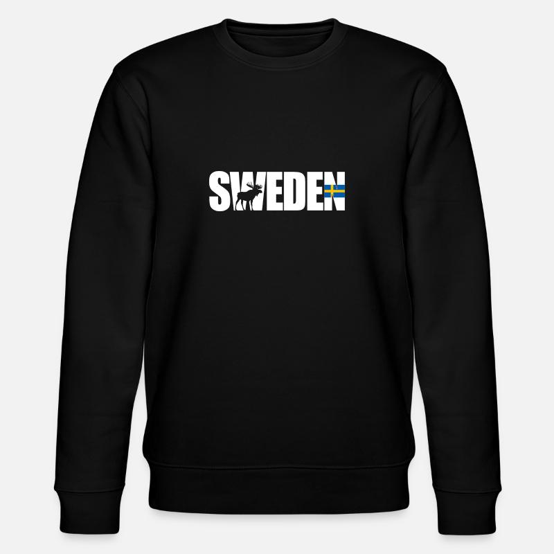 Schweden mit Elch und Flagge - Stanley/Stella Unisex Bio-Sweatshirt CHANGER  - Schwarz