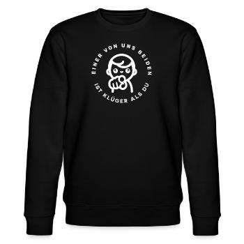 Klüger als du - Stanley/Stella Unisex Bio-Sweatshirt CHANGER  - Schwarz - Vorne - Nik (191cm) & Marisol (170cm)
