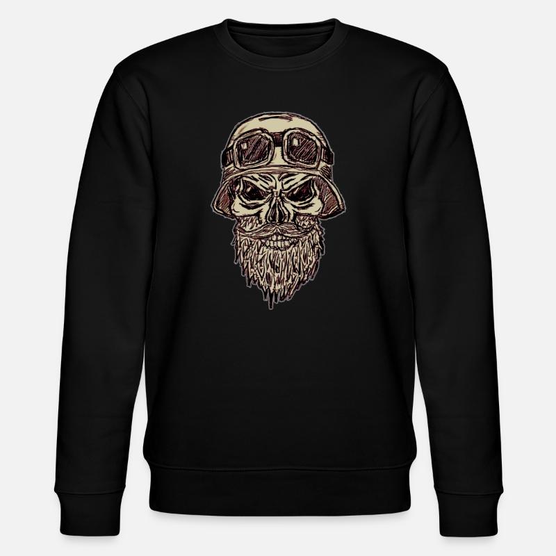 Totenschädel mit Bart und Helm - Stanley/Stella Unisex Bio-Sweatshirt CHANGER  - Schwarz