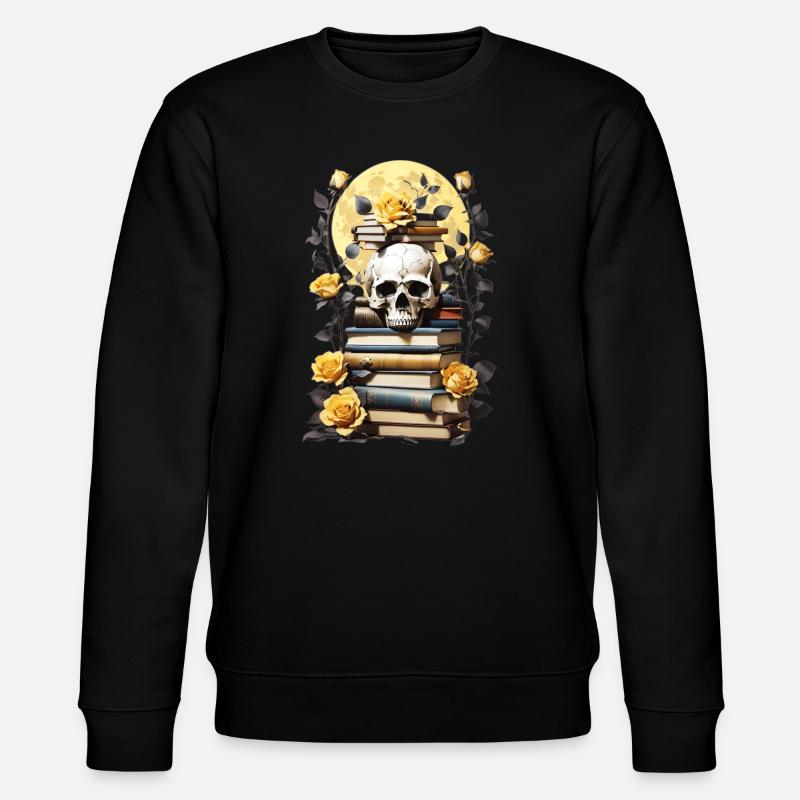 Stack of books with skull - Stanley/Stella CHANGER Unisex Organic Sweatshirt - black