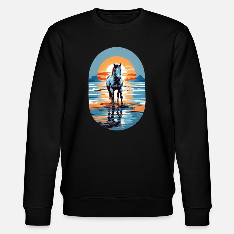 Pferd am Strand - Stanley/Stella Unisex Bio-Sweatshirt CHANGER  - Schwarz