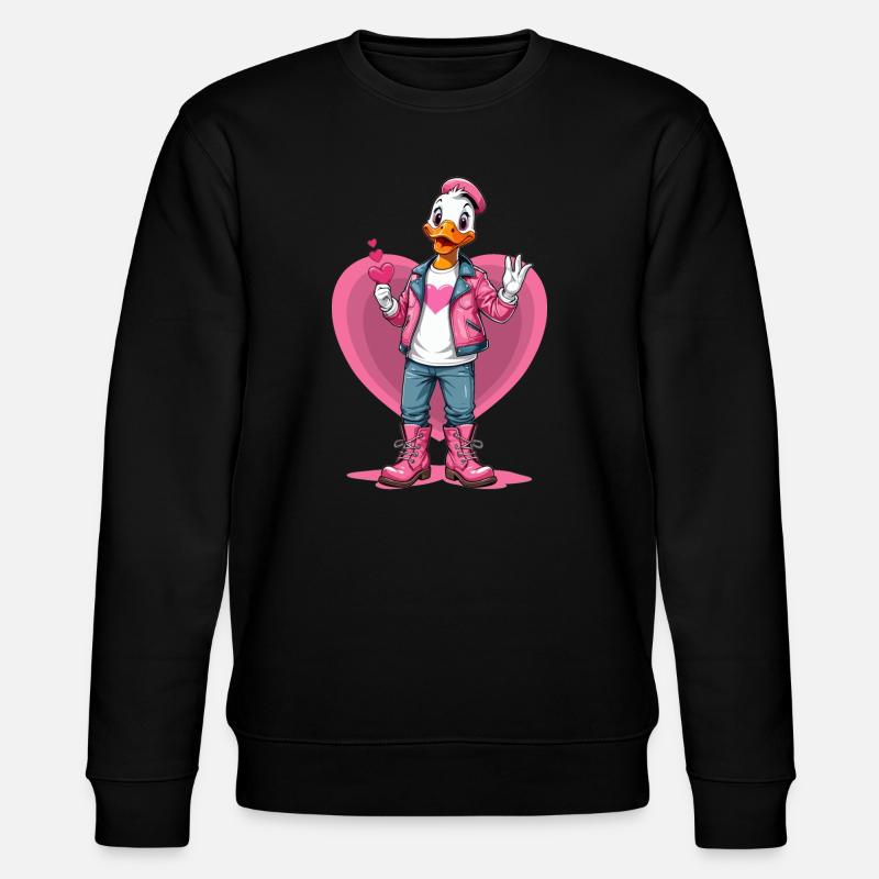 Süße Ente mit Herz - Stanley/Stella Unisex Bio-Sweatshirt CHANGER  - Schwarz
