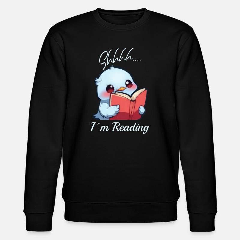 Vogel mit Buch - Stanley/Stella Unisex Bio-Sweatshirt CHANGER  - Schwarz