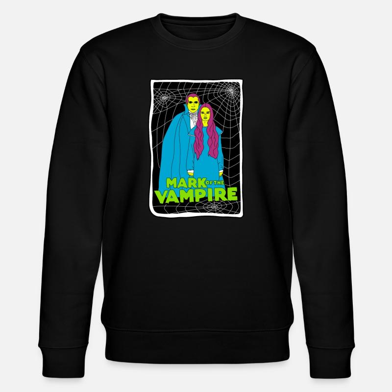 Vampire Duo with Spiderweb Background - Stanley/Stella CHANGER Unisex Organic Sweatshirt - black