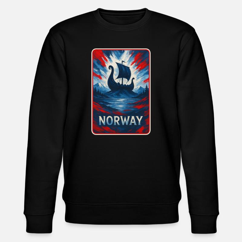 Norway Landscape Flags Design - Stanley/Stella CHANGER Unisex Organic Sweatshirt - black