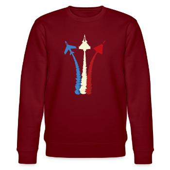 Französische Flugzeuge - Stanley/Stella Unisex Bio-Sweatshirt CHANGER  - Burgunderrot - Vorne - Nik (191cm) & Marisol (170cm)