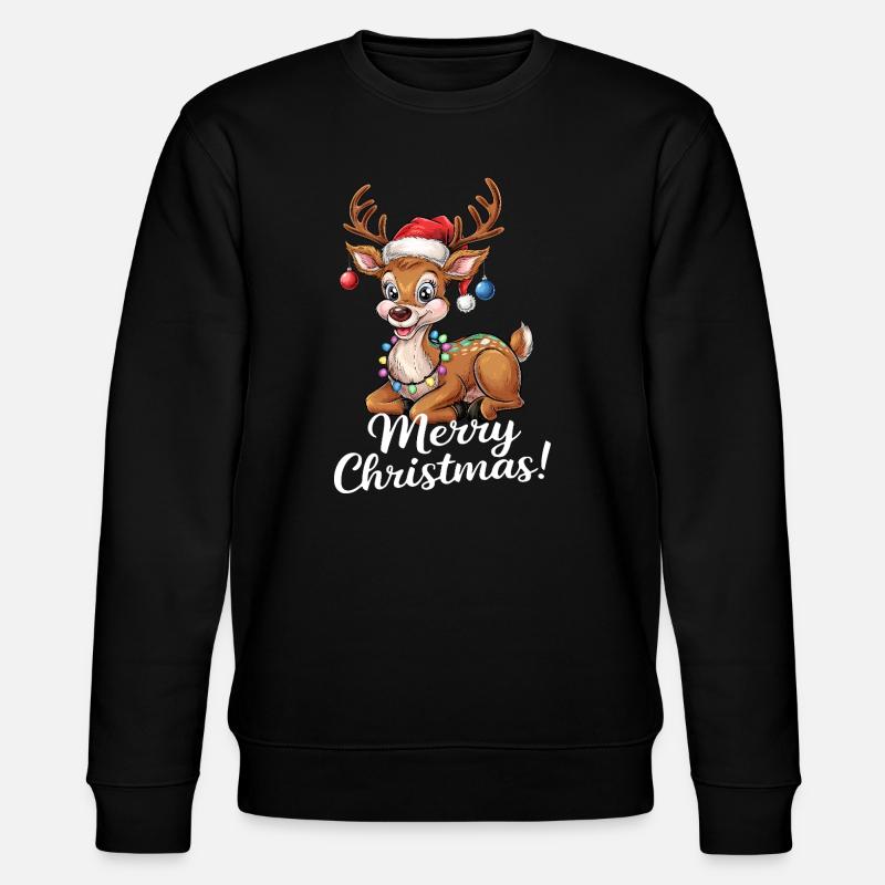 Rentier Weihnachtspullover Merry Christmas lustig - Stanley/Stella Unisex Bio-Sweatshirt CHANGER  - Schwarz
