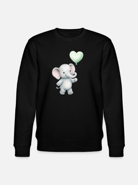 Elefant mit Herzballon - Stanley/Stella Unisex Bio-Sweatshirt CHANGER - Schwarz