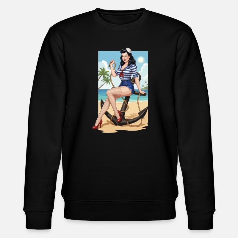 Pin-up de marin de plage - Sweat bio CHANGER Stanley/Stella Unisexe - noir