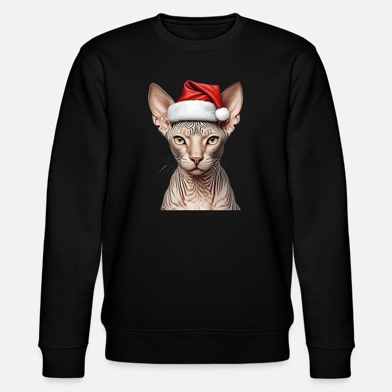 Weihnachts-Sphynx-Katze - Stanley/Stella Unisex Bio-Sweatshirt CHANGER  - Schwarz