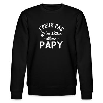 J'peux pas j'ai bêtise avec papy - Sweat bio CHANGER Stanley/Stella Unisexe - noir - Devant - Nik (191cm) & Marisol (170cm)