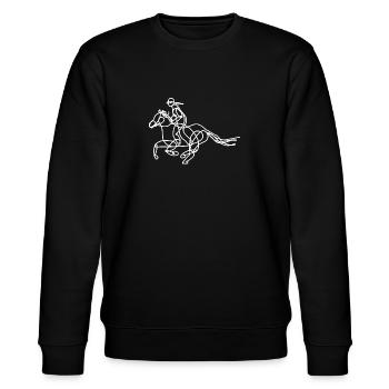 Reiterin weiß - Stanley/Stella Unisex Bio-Sweatshirt CHANGER  - Schwarz - Vorne - Nik (191cm) & Marisol (170cm)