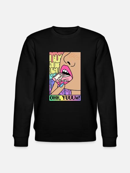 EROTIC POP-ART ARTWORK SEXY COMIC GIRL TONGUE - Stanley/Stella CHANGER Unisex Organic Sweatshirt - black