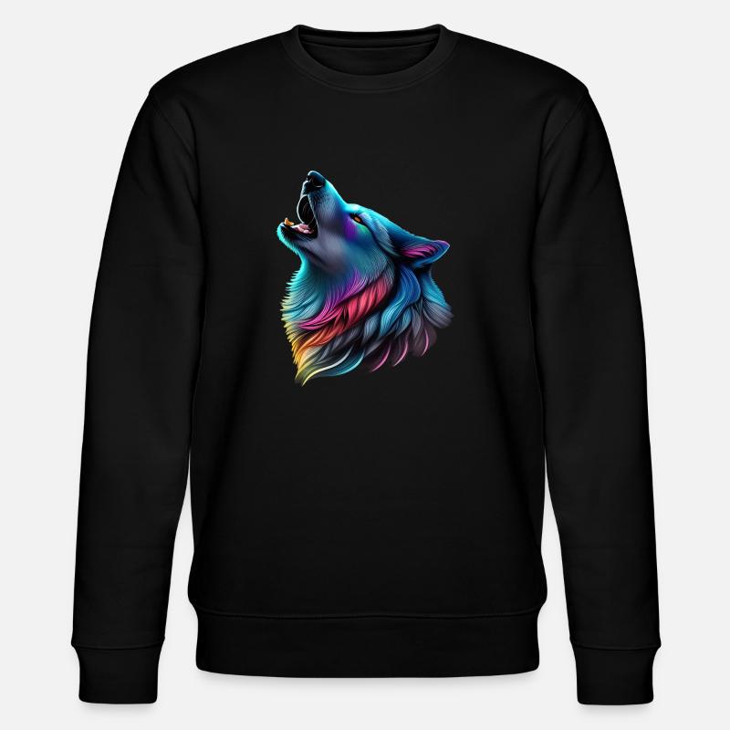 Bunter Wolf - Stanley/Stella Unisex Bio-Sweatshirt CHANGER  - Schwarz