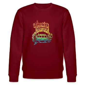Vanlife - rainbow colour flowers - Stanley/Stella CHANGER Unisex Organic Sweatshirt - burgundy - Front - Nik (191cm) & Marisol (170cm)