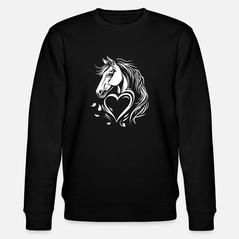 Pferd Herz - Stanley/Stella Unisex Bio-Sweatshirt CHANGER  - Schwarz