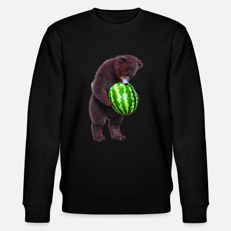 Bear with watermelon - Stanley/Stella CHANGER Unisex Organic Sweatshirt - black