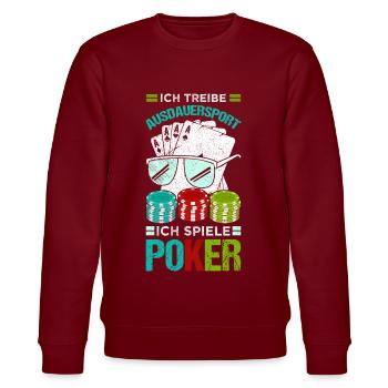 Ich treibe Ausdauersport Ich spiele Poker - Stanley/Stella Unisex Bio-Sweatshirt CHANGER  - Burgunderrot - Vorne - Nik (191cm) & Marisol (170cm)