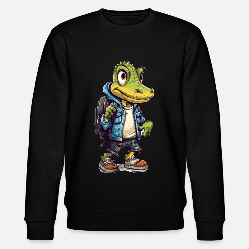 Cute Crocodile Cartoon - Stanley/Stella Unisex Bio-Sweatshirt CHANGER  - Schwarz