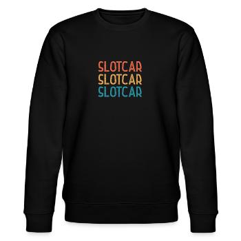 Retro Vintage - Slot car Slot racing - Stanley/Stella Unisex Bio-Sweatshirt CHANGER  - Schwarz - Vorne - Nik (191cm) & Marisol (170cm)
