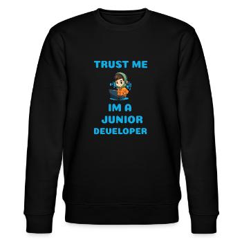 Trust Me Im A Junior Developer - Stanley/Stella Unisex Bio-Sweatshirt CHANGER  - Schwarz - Vorne - Nik (191cm) & Marisol (170cm)