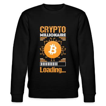 Bitcoin Crypto Millionaire - Stanley/Stella Unisex Bio-Sweatshirt CHANGER  - Schwarz - Vorne - Nik (191cm) & Marisol (170cm)