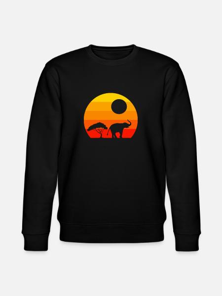 Retro Sunset Elephant - Stanley/Stella CHANGER Unisex Organic Sweatshirt - black