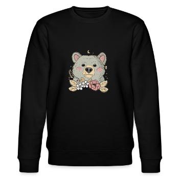 Bär mit Blüten - Stanley/Stella Unisex Bio-Sweatshirt CHANGER  - Schwarz - Vorne - Nik (191cm) & Marisol (170cm)